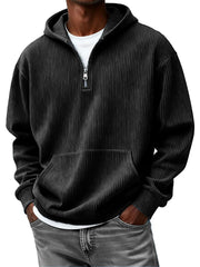 Men's Clothing Fashionable Casual Pit Strip Fabric Zipper Pockets Hooded Long-sleeved Sweatshirt 