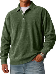 Men's Retro Simple Lapel Button Casual Loose Polo Shirt