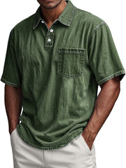 Men's Retro Everyday Casual Pocket Lapel Short-sleeved Polo Shirt