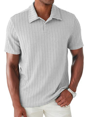 Men's Daily Jacquard Texture Lapel Button Casual Short Sleeve POLO Shirt