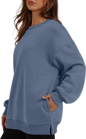 Oversized Sweatshirts Crewneck Long Sleeve Pullover with Pocket