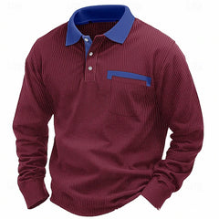 2025 NEW Arrival - Men's Cotton Waffle Patch Collar Casual Business Polo Shirt