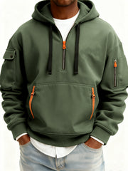 Men's Casual Sports Multi-zip Pullover Hoodie