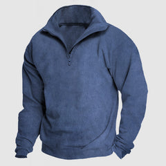 Men's Casual Loose Zipper Suede Pullover Hoodie