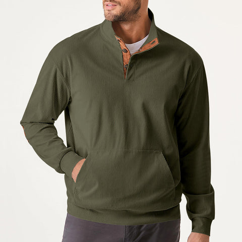 Men's Casual Long Sleeve Stand Collar Pullover Sweatshirts With Pocket