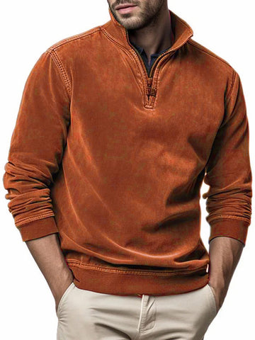 🔥HOT SALE🔥Gentleman's Half Zip Henley Fleece Sweatshirt