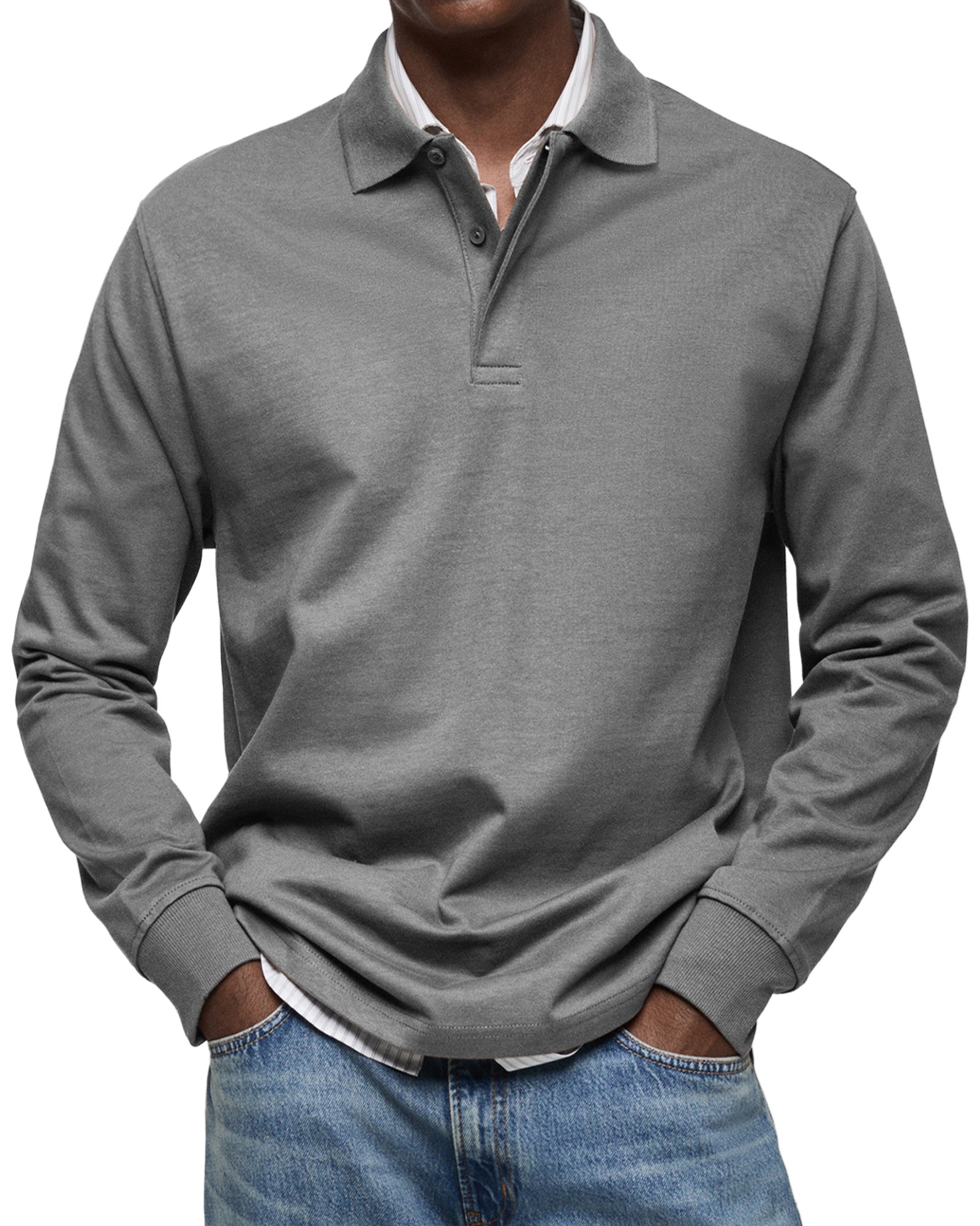 CLEARANCE🔥Men's Everyday Comfort Lapel Button Casual Long Sleeve POLO Shirt