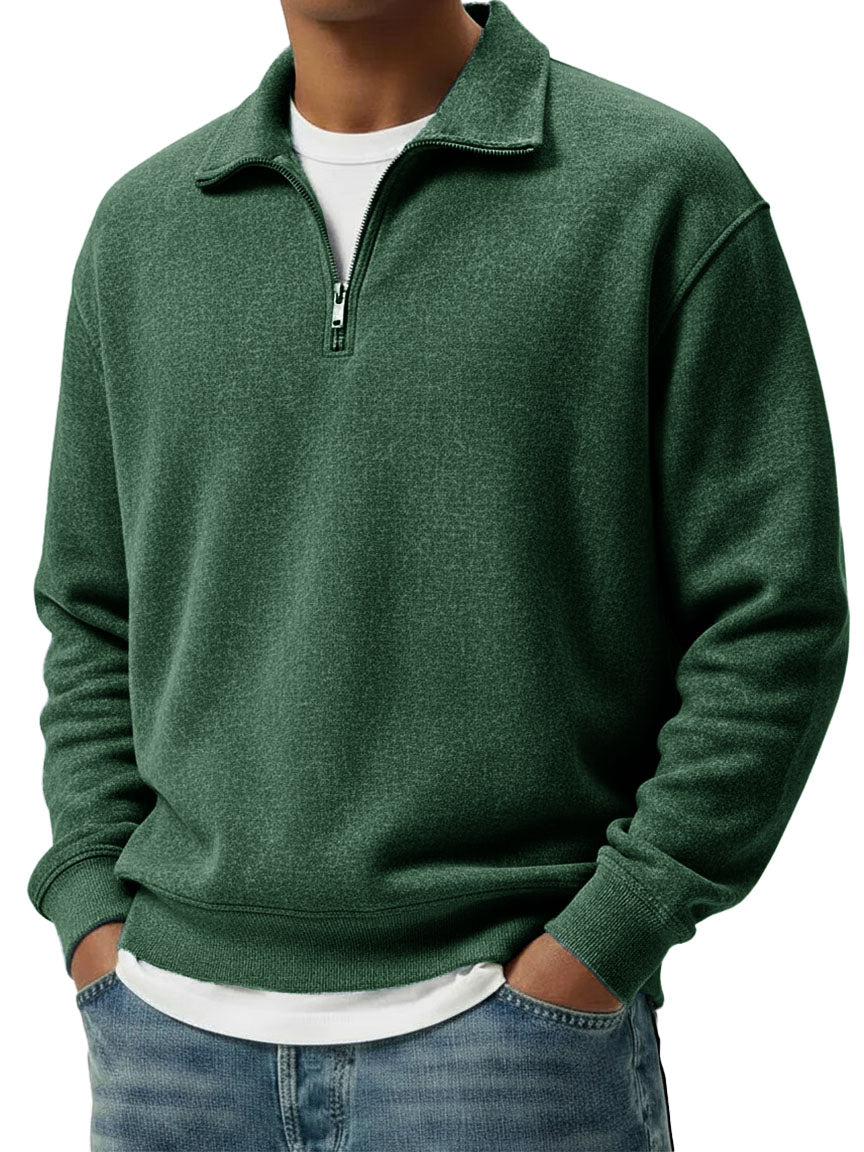 Men's Wear Lapel Zippered Long-sleeved Polo Shirt 