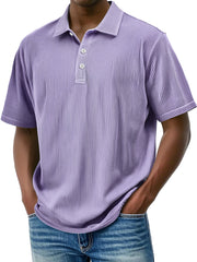 Men's Daily Lapel Ribbed Comfortable Short-sleeved Polo Shir
