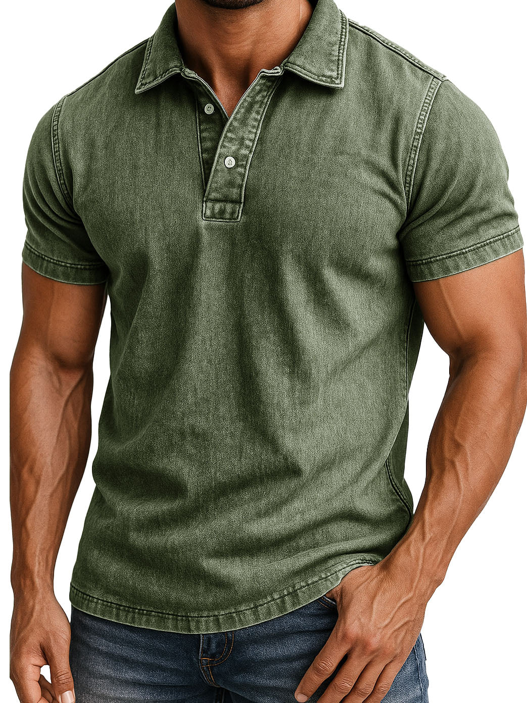 Men's Fashion Outdoor Retro Distressed Short-sleeved Polo Shirt 