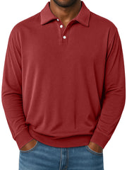 Men's Daily Lapel Button-down Comfortable Loose Casual Long-sleeved Polo Shirt