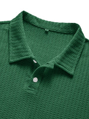 Men's Fashionable Retro Waffle Fabric Short Sleeve Polo Shirt