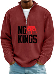 Men's Simple No Kings Ribbed Stand-up Collar Zipper Casual Long-sleeved T-shirt