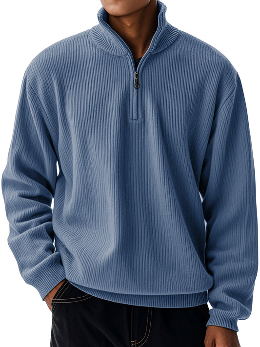 Men's Casual Loose Zipper Stand-neck Long-sleeved Sweater