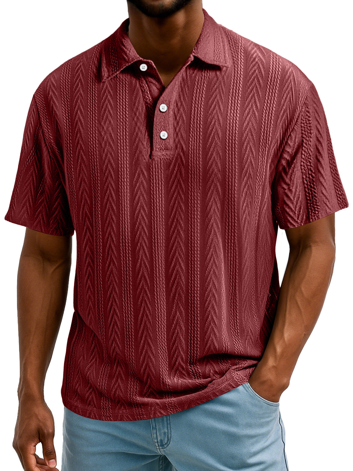 Men's Daily Simple Texture Lapel Button Casual Short-sleeved Polo Shirt