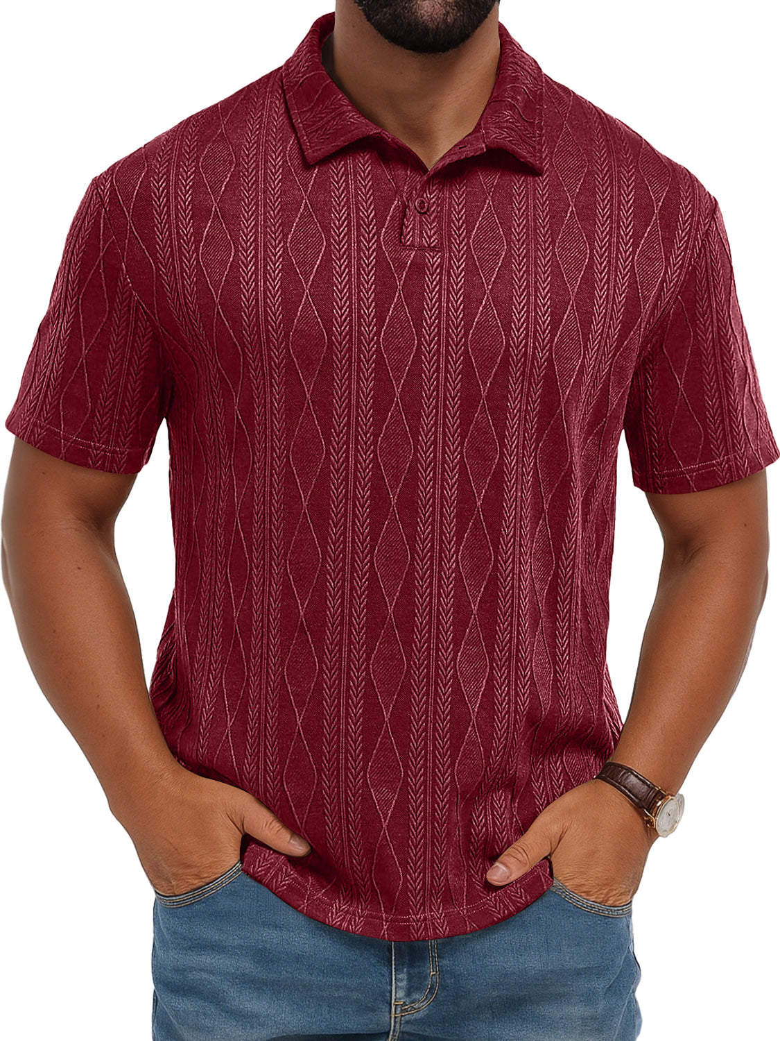 Men's Daily Simple Texture Casual Solid Color Short-sleeved Polo Shirt