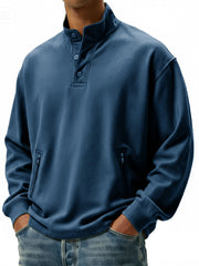 Men's Casual Sportswear Stand-up Collar Sweatshirt With Multiple Zipper Pockets