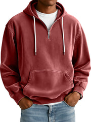 Men's Simple Suede Casual Zipper Hooded Sweatshirt