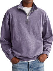 Men's Fashion Retro Stand Collar Zipper Hole Sweatshirt