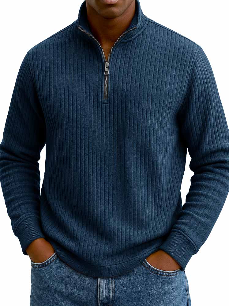 Men's Stylish Casual Stand-up Collar Long-sleeved Half-zip Sweatshirt