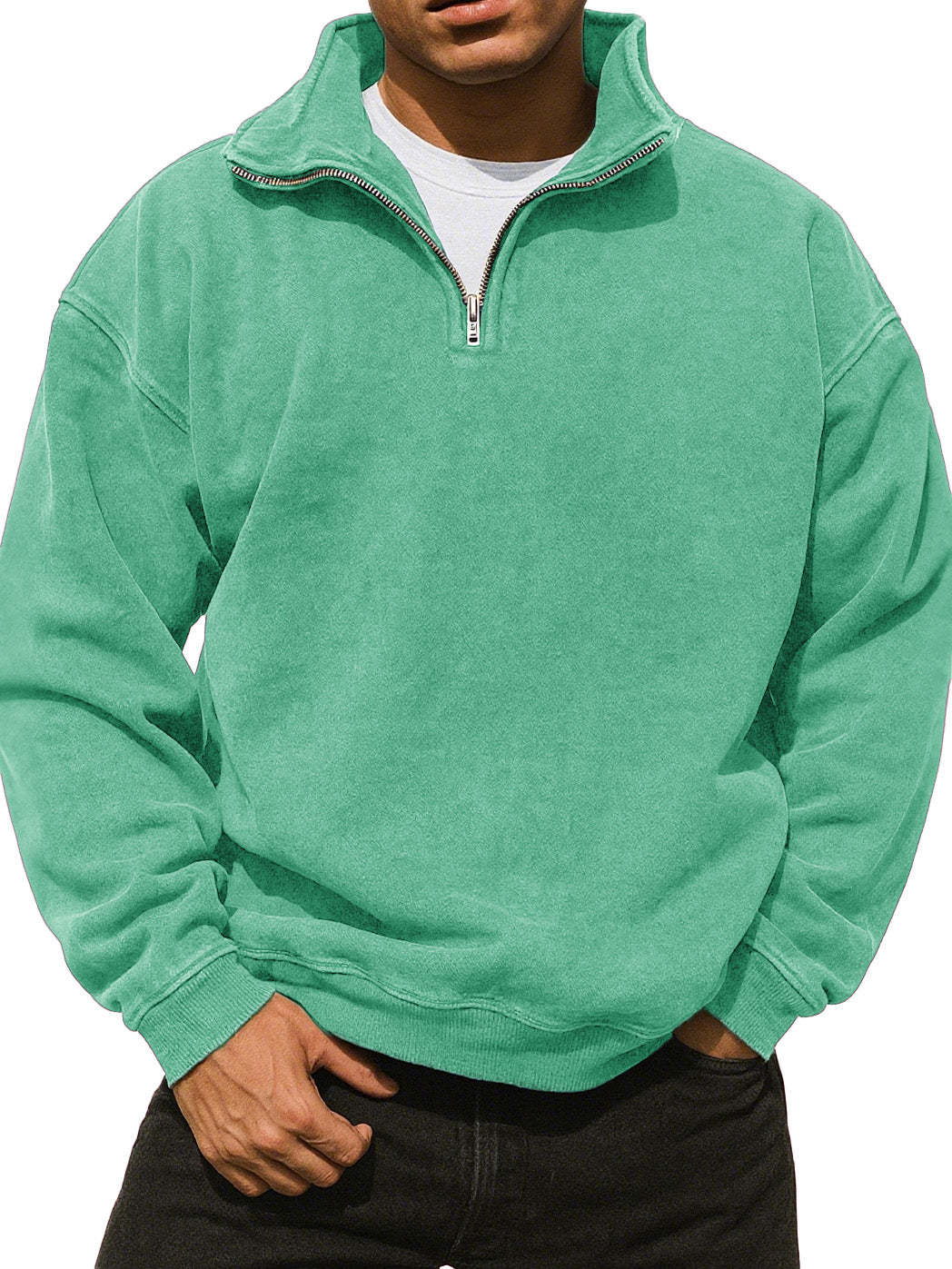  Men's Fashionable Casual Retro Vintage Vintage Semi-zipper Comfortable Long-sleeved Sweater