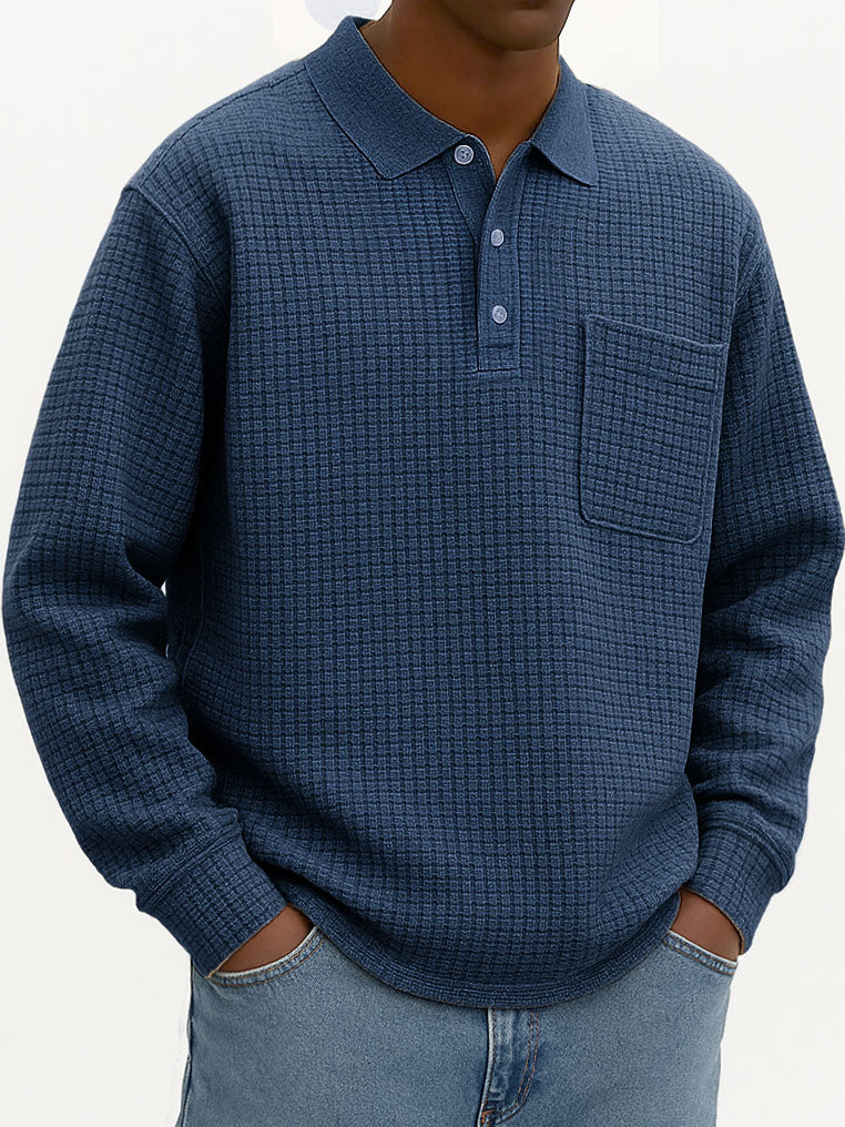 Men's Fashionable Casual Corn-patterned Corduroy Lapel Pocket Polo Shirt 