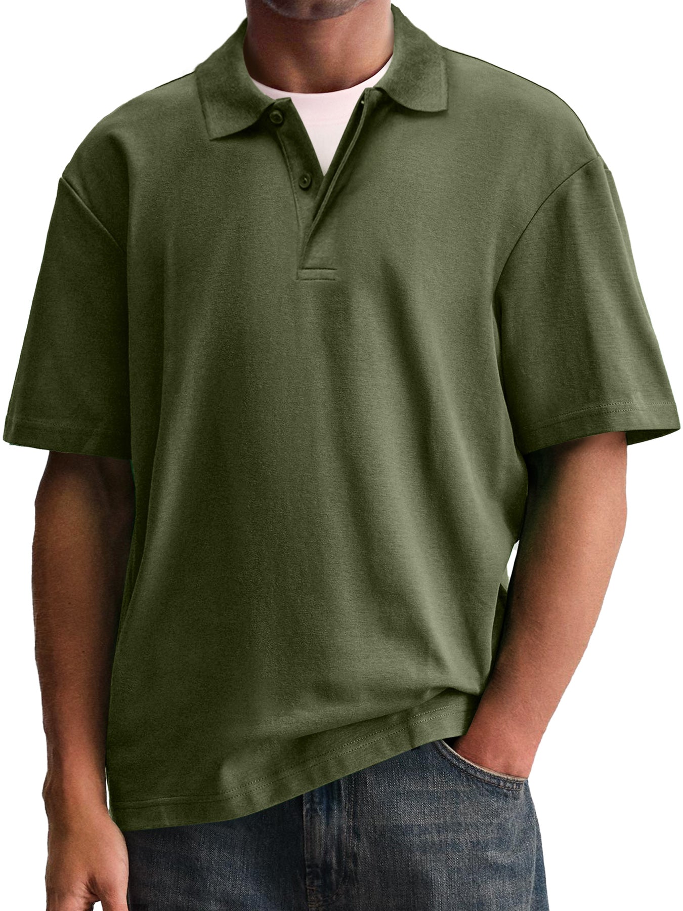 Men's Stylish And Comfortable Lapel Double-layer Placket Casual Short-sleeved Polo Shirt