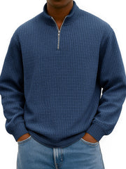Men's Fashionable Casual Corn-patterned Corduroy Stand-up Collar Half-zip Long-sleeved Sweatshirt 