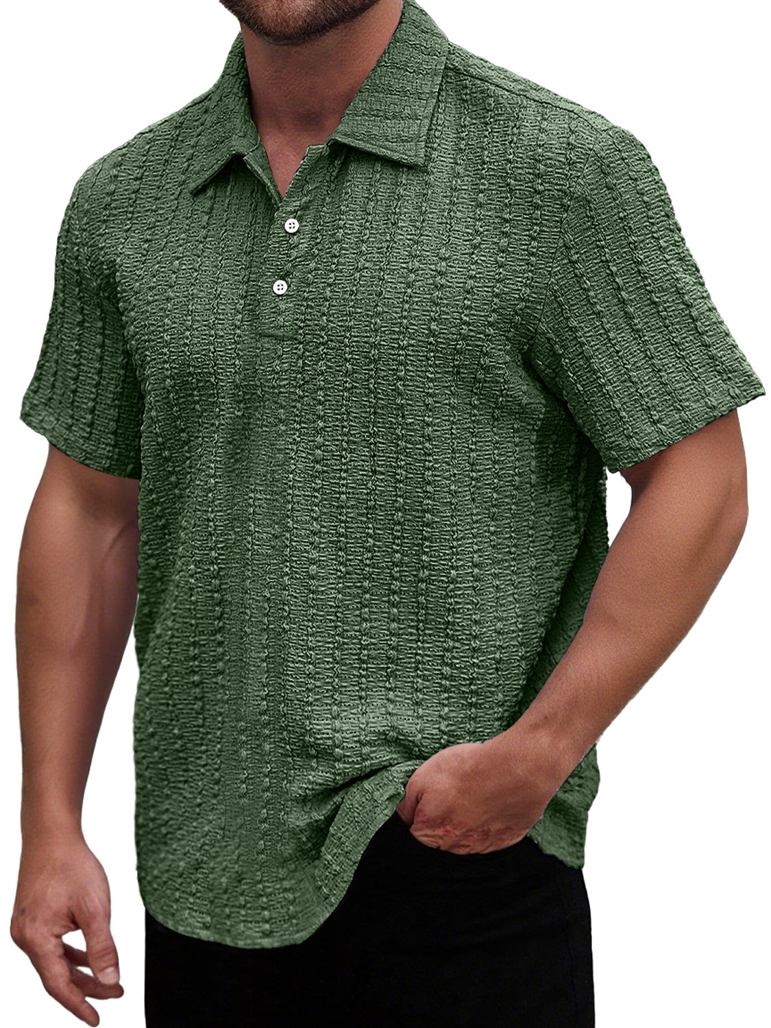 Men's Daily Lapel Casual Texture Comfortable Short-sleeved Polo Shirt