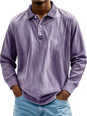 Men's Retro Lapel Button-down Casual Comfortable Long-sleeved Polo Shirt