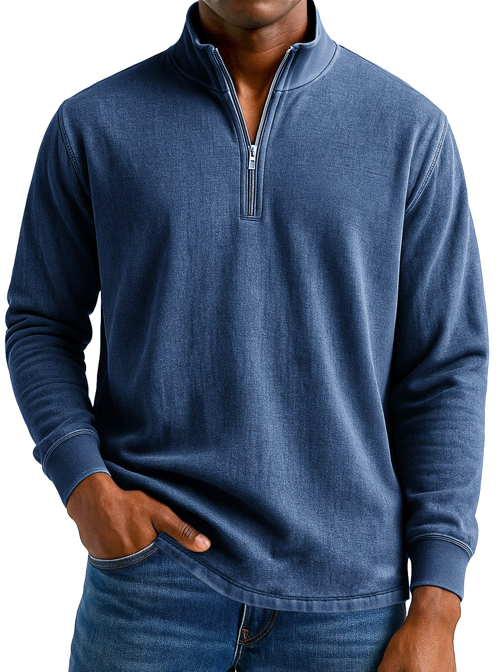 Men's Stylish Casual Vintage Distressed Half-zip Sweatshirt
