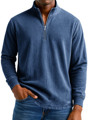 Men's Stylish Casual Vintage Distressed Half-zip Sweatshirt