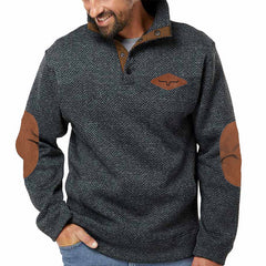 Yellowstone Men's Henley Elbow Patch Color Block Western Sweatshirt