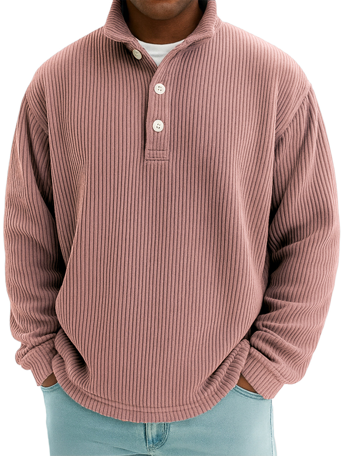 Men's Stylish Corduroy Stand-up Collar Polo Shirt