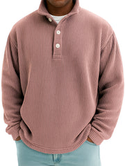 Men's Stylish Corduroy Stand-up Collar Polo Shirt