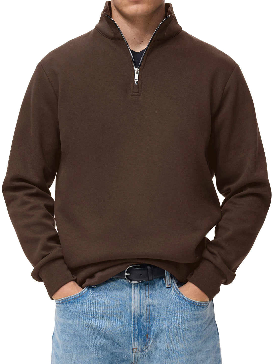 Men's Stylish And Comfortable Half-zip Stand-up Collar Casual Long-sleeved Polo Shirt