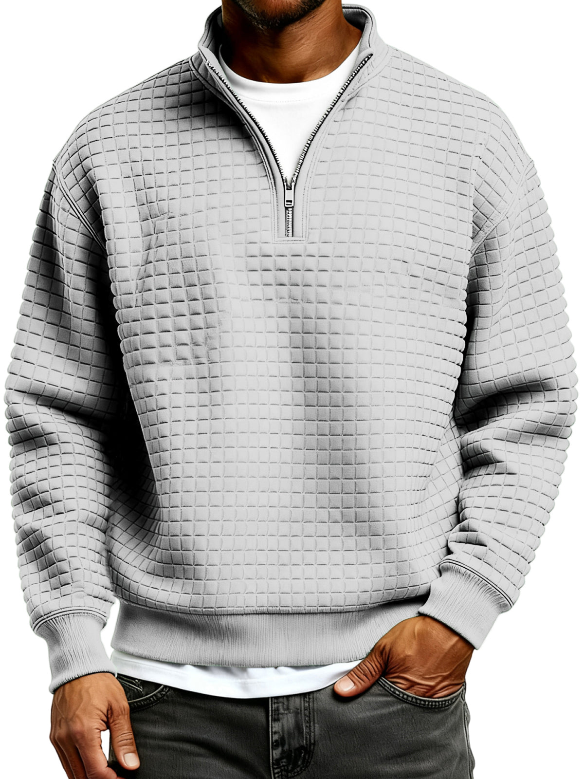 Men's Simple Quilted Quarter Zip Everyday Pullover