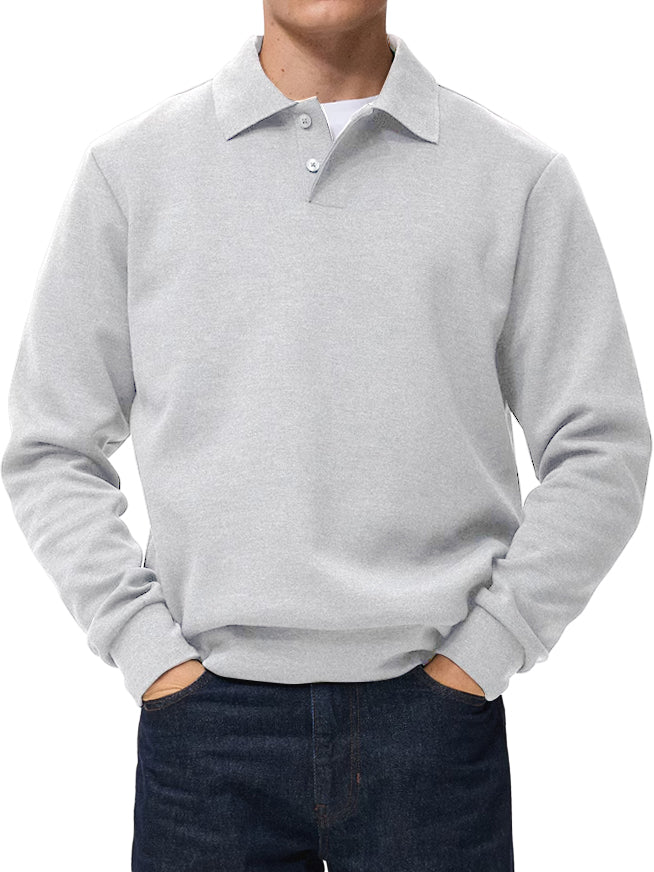 Men's Comfortable Everyday Lapel Button-down Casual Long-sleeved Polo Shirt