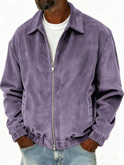 Men's Stylish Zip-up Corduroy Ribbed Casual Everyday Jacket