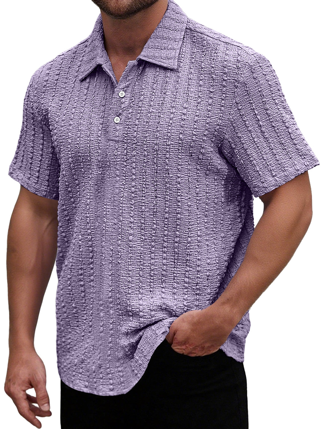 Men's Daily Lapel Casual Texture Comfortable Short-sleeved Polo Shirt