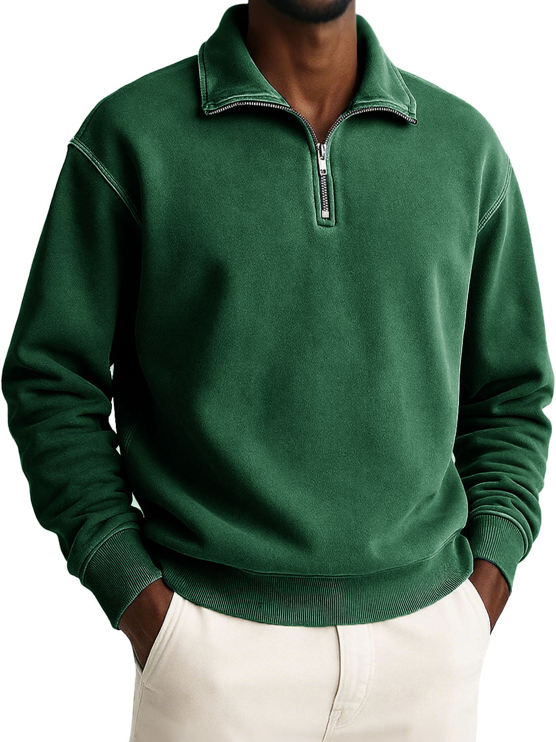 Men's Stylish Casual Retro Half-zip Stand-up Collar Loose-fitting Multicolor Long-sleeved Stand-up Collar Sweatshirt