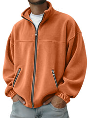 Men's Autumn And Winter Polar Fleece Stand Collar Zipper Sweatshirt Jacket