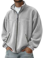 Men's Autumn And Winter Polar Fleece Stand Collar Zipper Sweatshirt Jacket