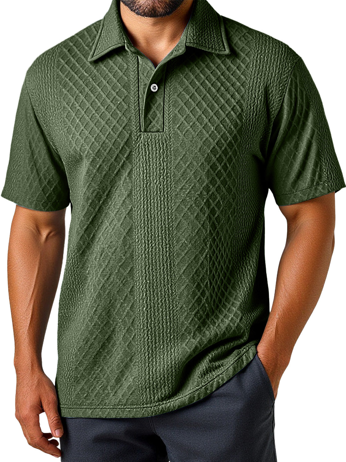 Men's Daily Simple Texture Lapel Casual Short-sleeved Polo Shirt