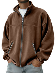 Men's Autumn And Winter Polar Fleece Stand Collar Zipper Sweatshirt Jacket