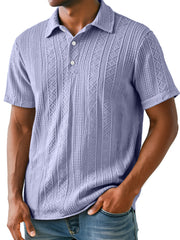 Men's Daily Lapel Jacquard Texture Casual Short-sleeved Polo Shirt