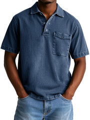 Men's Fashion Casual Retro Workwear Lapel Pocket Polo Shirt