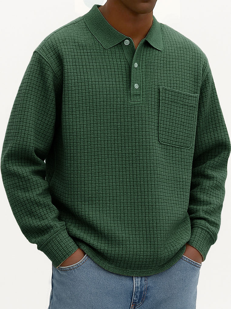 Men's Fashionable Casual Corn-patterned Corduroy Lapel Pocket Polo Shirt 