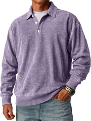 Men's Retro Simple Lapel Button Casual Loose Polo Shirt