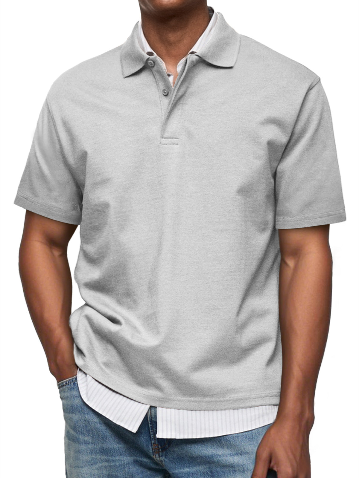 Men's Daily Casual Lapel Button Down Comfortable Short Sleeve Polo Shirt
